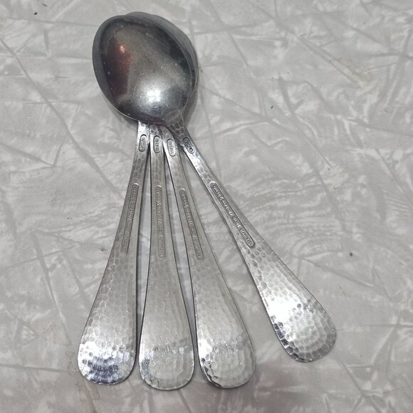 4 Reed Barton Olde English Hammered Spoon 6.25" stainless baroque styled - Picture 6 of 7